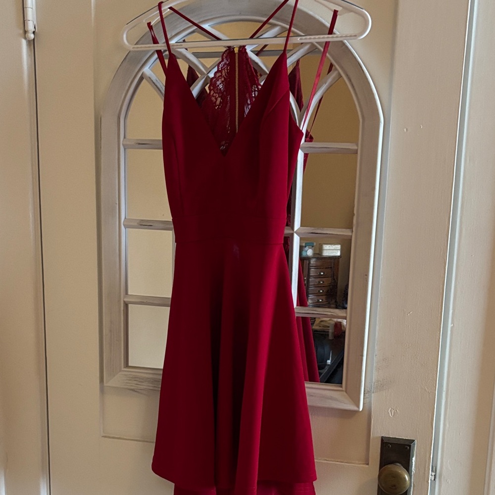 Trac Red V-Neck Dress